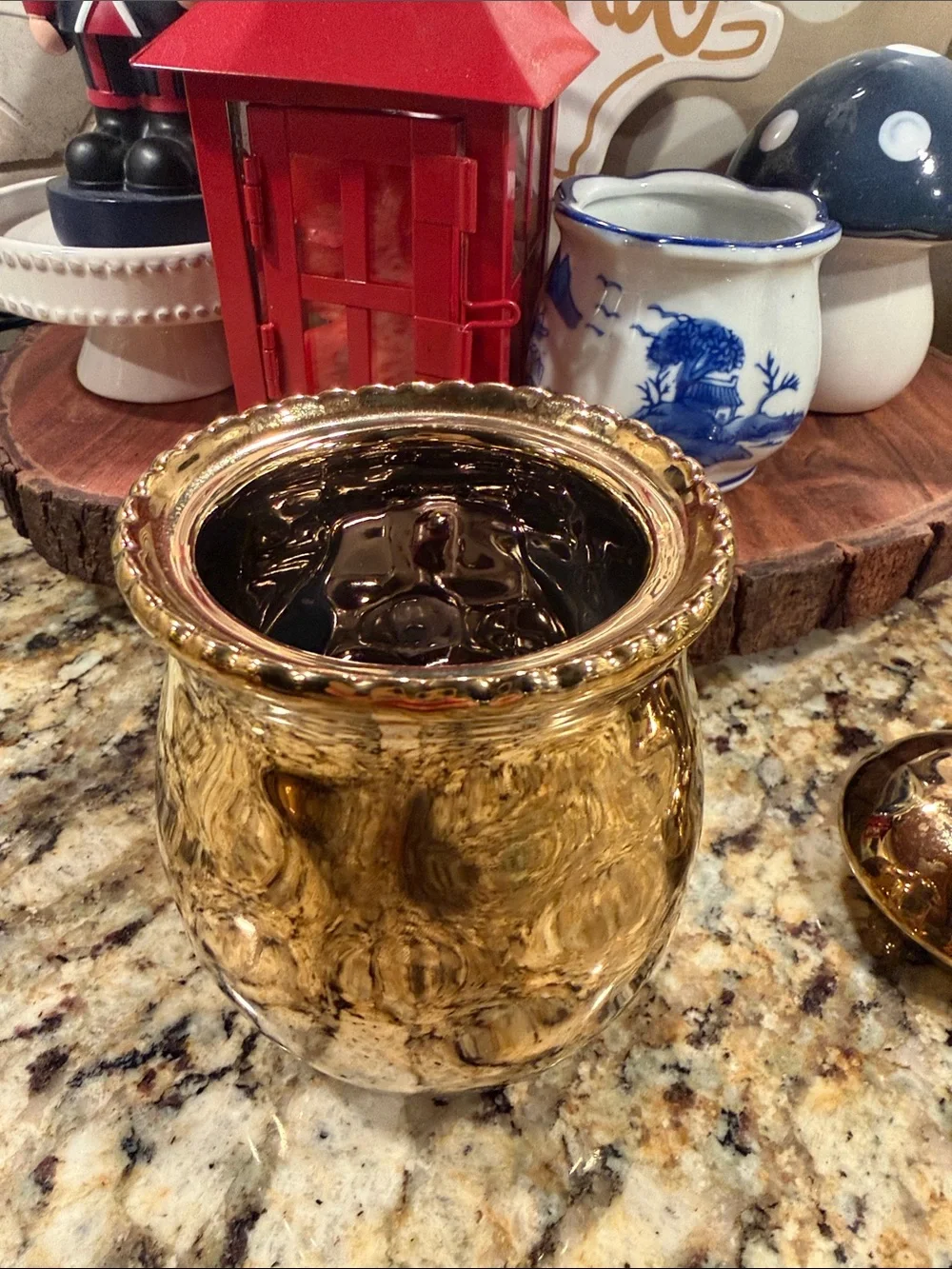 Gold Ceramic Creamer and Sugar Set with Beaded Details.